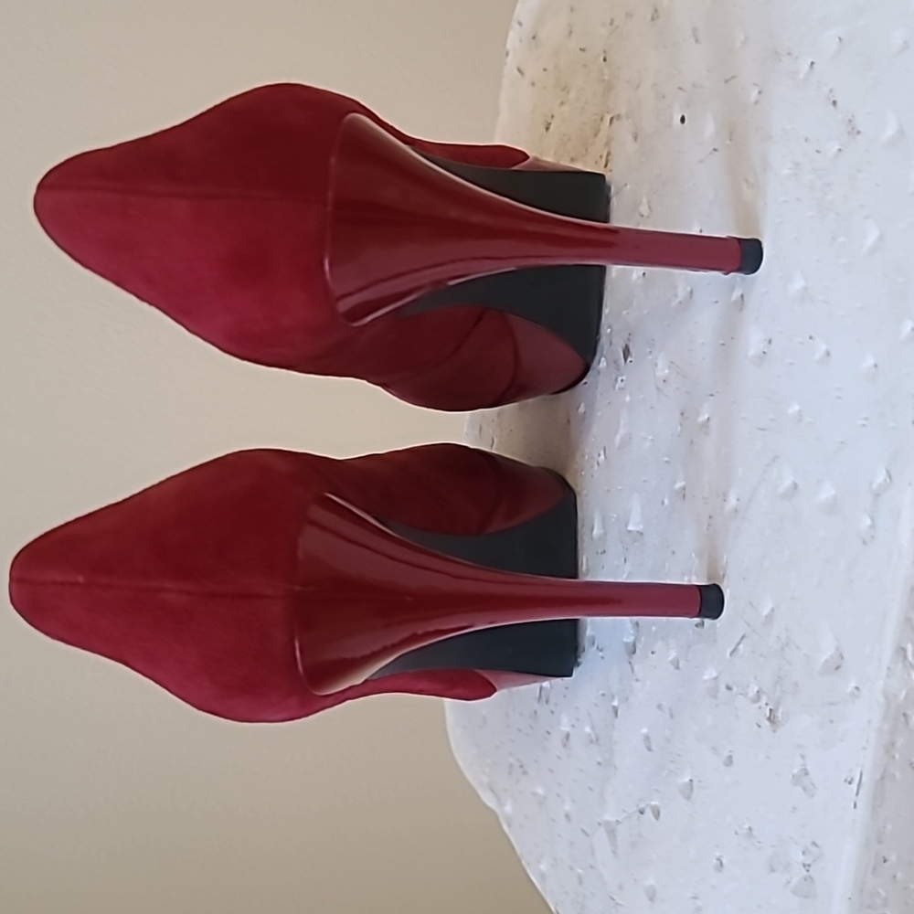 Guess Dark Red Suade High Heels Size 6 - Picture 3 of 5